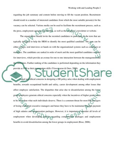 Working with and Leading People