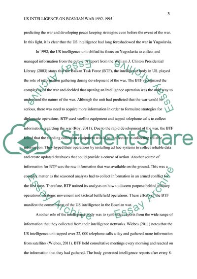 US Intelligence on Bosnian War 1992-1995