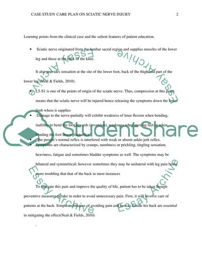 Care Plan on Sciatic Nerve Injury