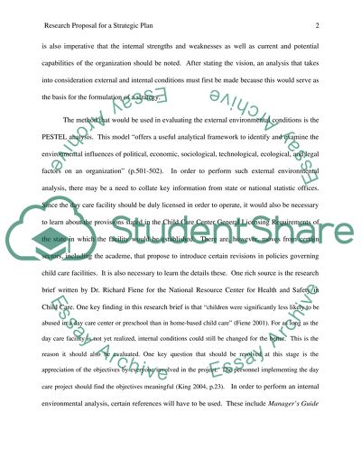 A Day Care Facility Strategic Business Plan