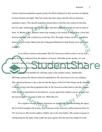 Civil War Legacy in The Stonemason