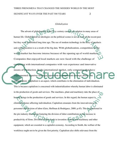 Three phenomena that changed the modern world in the most significant ways over the past 500 years