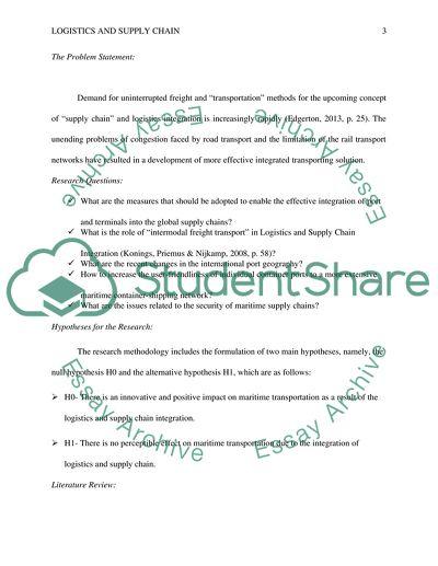 The Impact of Logistics and Supply Chain Integration on Maritime Transportation