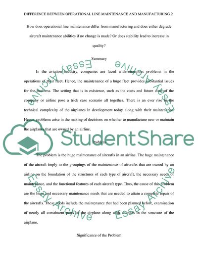 Differences Between Operational Line Maintenance and Manufacturing