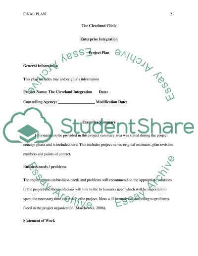 The Cleveland Clinic Integration Plan