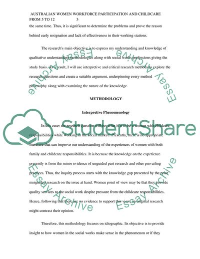 Australian Women Workforce Participation and Childcare from 5 to 12