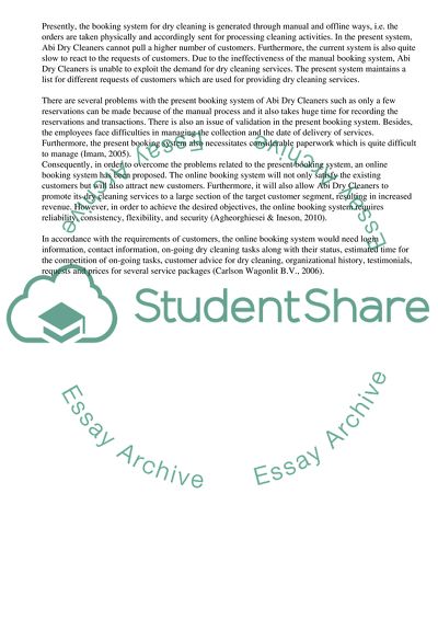 The Online Booking System: Case of Abi Dry Cleaners