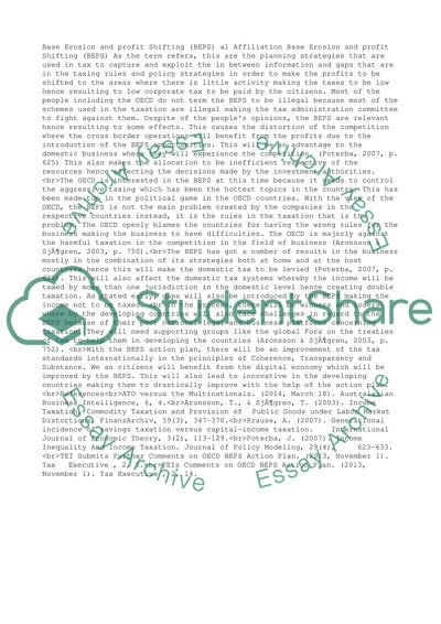 Base Erosion and profit Shifting