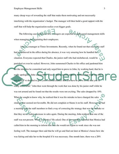 Demonstrating Employee Management Skill