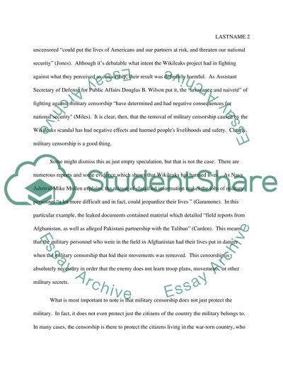 Wikileaks Endangered Lives Saved by Military Censorship