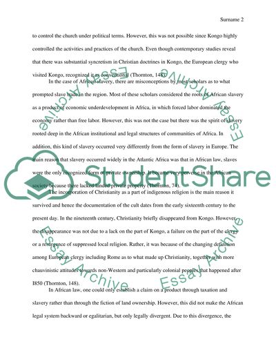 African slavery and African Catholicism