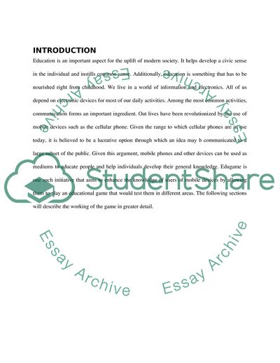 Information Systems Development: Mobile Device Development of Edugame