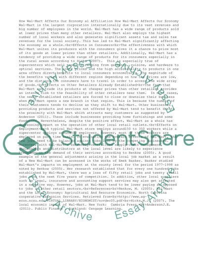 How is Walmart effecting our economy