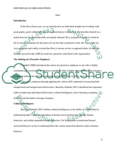 Individuals in Organizations