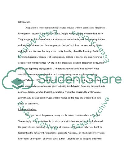 Plagiarism as a Form of Academic Dishonesty