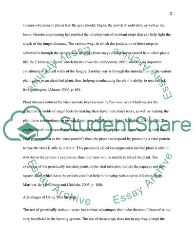 Disease Management in Organic Crop Production by Genetically Resistance Plants