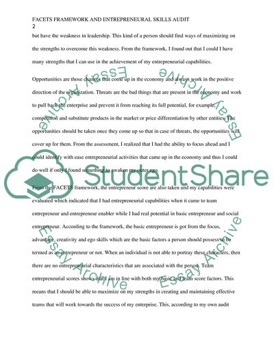 FACETS Framework and Entrepreneurial Skills Audit