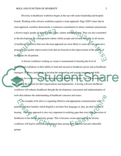 The Role and Function of Diversity in the Medical Field