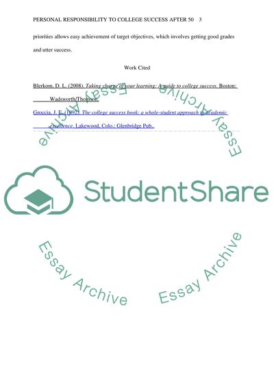 Personal Responsibility for College Success after 50