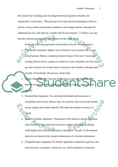 The Major Arguments for and against Cutting Taxes to Promote Economic Development