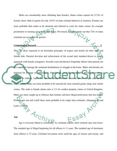 Gender Differences in the Crime Statistics