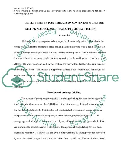Should There Be Tougher Laws on Convenient Stores for Selling Alcohol and Tobacco to Underage Pupils