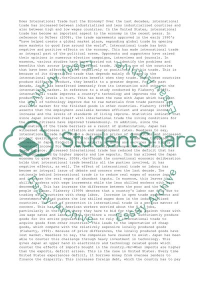 Does Inernational Trade hurt the Economy