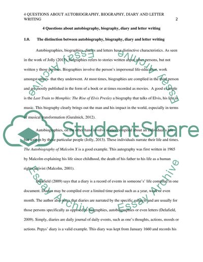 Autobiography, Biography, Diary, and Letter Writing