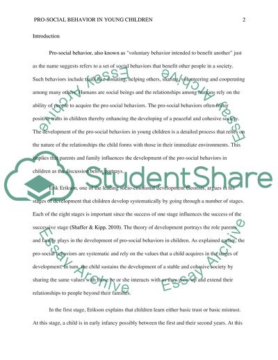 Development of Pro-Social Behavior in Young Children