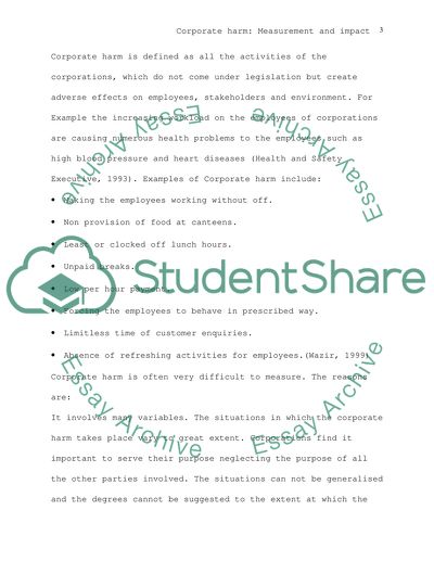 Corporate Harm: Measurement and Impact