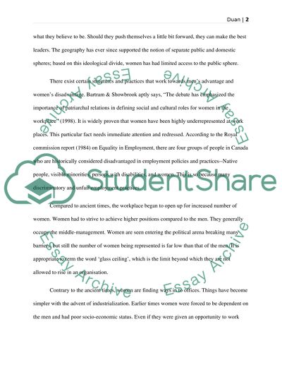 Research paper for culture Geography---Female role in work place