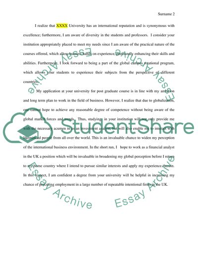 Postgraduate admission essay