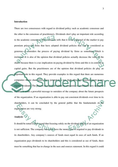 Does a Dividend Policy Matter