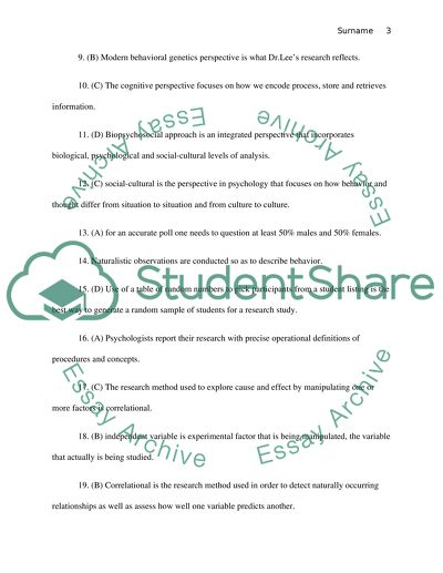 PSYCHOLOGY 101 QUIZ QUESTIONS