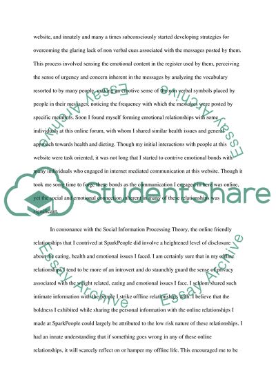 Computer Mediated Communication at a Weight Management Website