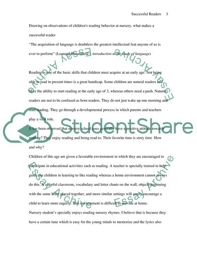 Observations of Childrens Reading Behavior at Nursery