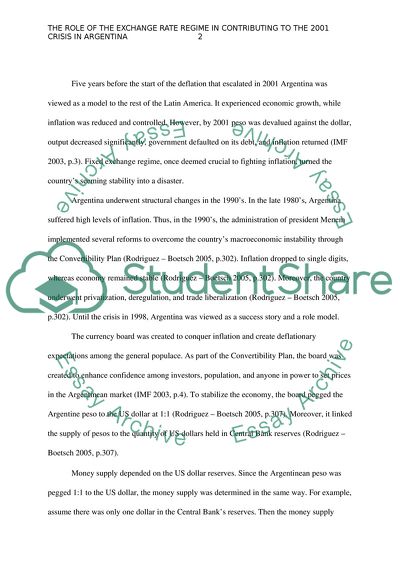 The Role of the Exchange Rate Regime in Contributing to the 2001 Crisis in Argentina