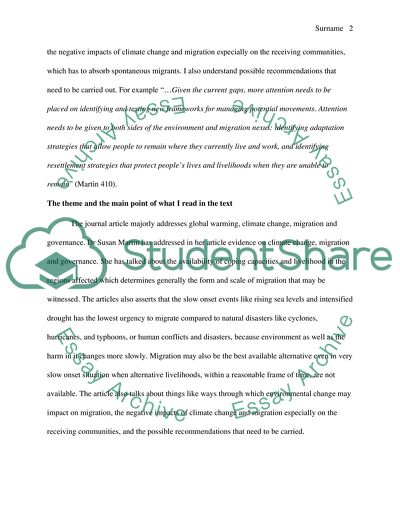 Analysis of Article about Global Warming