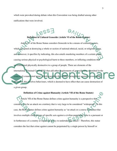 Distinction between Crimes against Humanity and Cultural Genocide