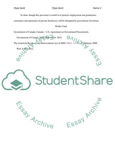 Microeconomics: ARRA & Buy American