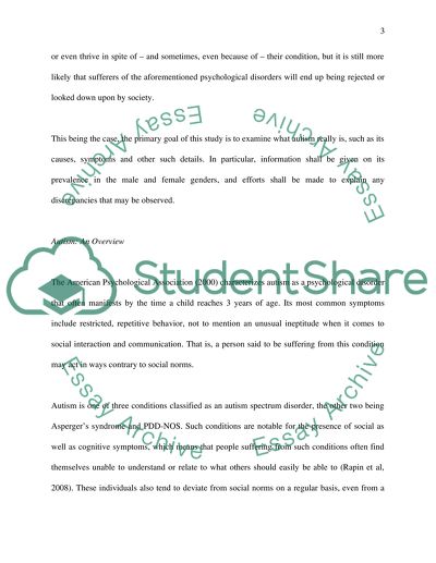 Autism: male versus Female
