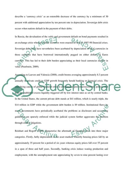 Financial Crisis: Monetary Institutions and Entities Assets Decline in Value