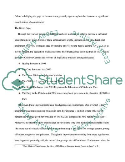 Policy of Leaving Care and Children