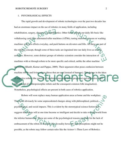 Psychological and economical effects of Robotic/Remote Surgery