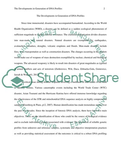 The developments in generation of DNA profiles