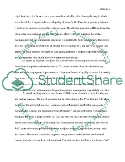 In support of the legalization of marijuana for medical use