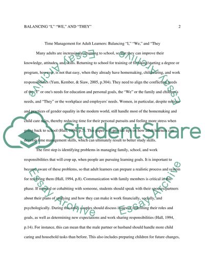 Time Management for Adult Learners: Balancing I, We, and They