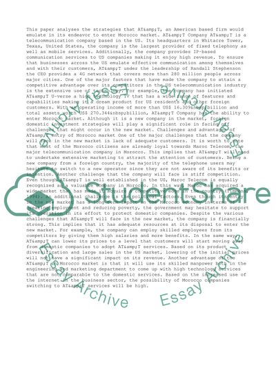 FDI Strategy of an American Based Firm