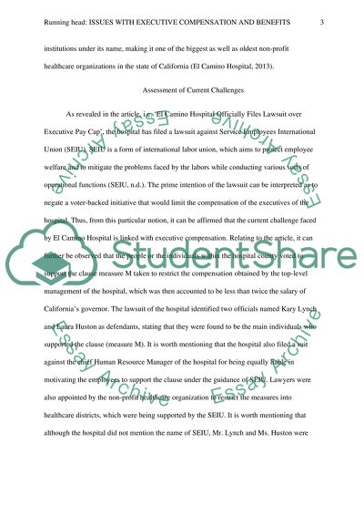 Issues with Executive Compensation and Benefits in El Camino Hospital