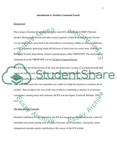 Incident Command System/Survey of Emergency & Disaster Management